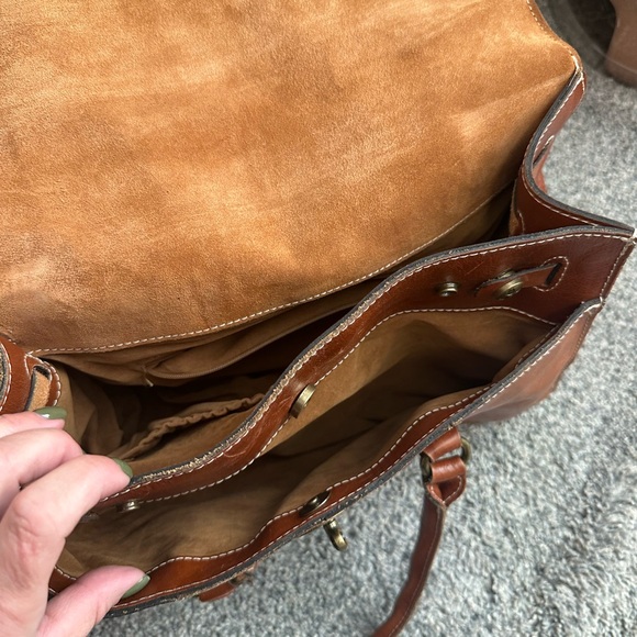Patricia Nash Tan Leather Satchel Purse Bag Vienna Heritage - Picture 4 of 11